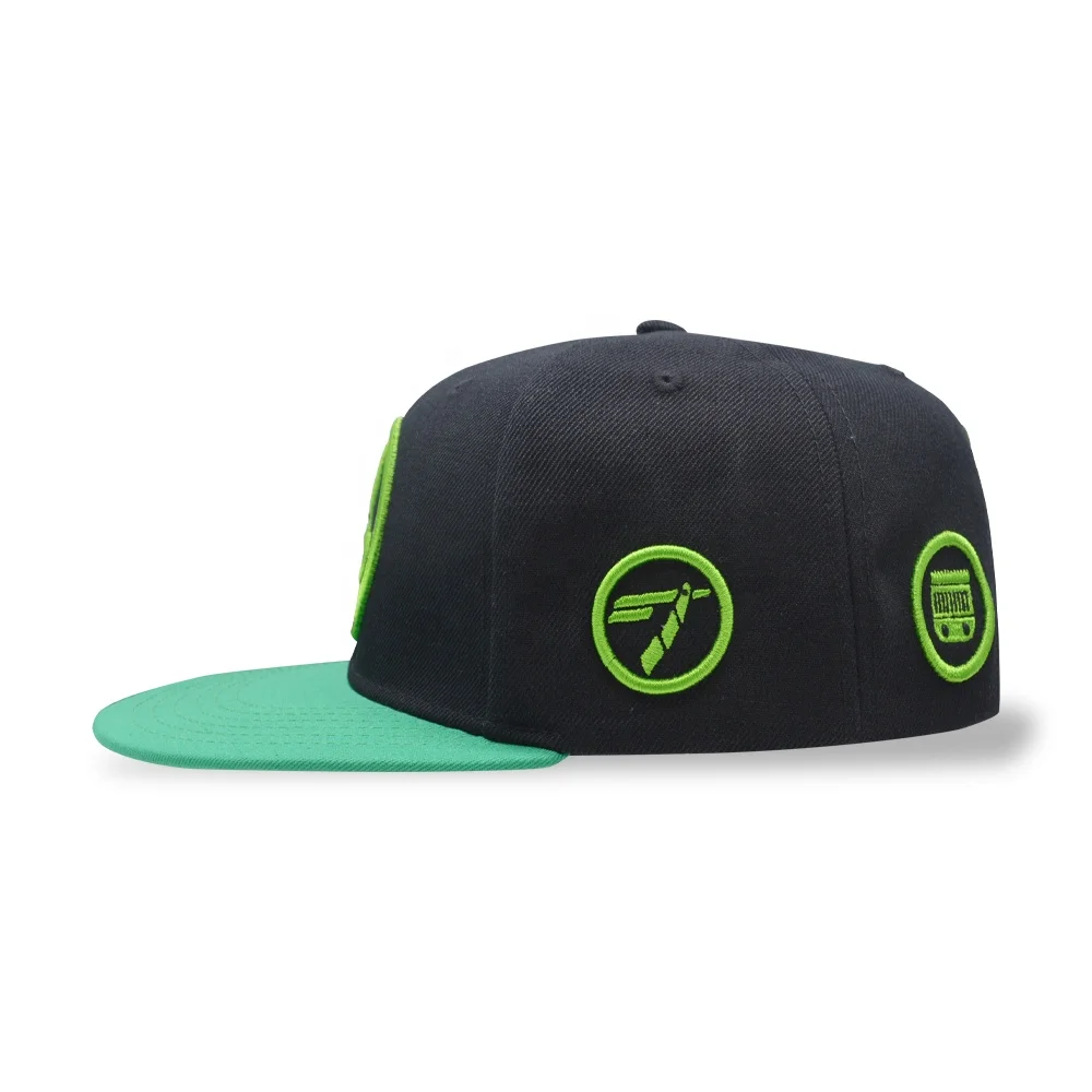 Custom Logo 3D Embroidery Print Flat Brim Hat Plain Blank 5 Panel Unstructured Snapback Caps