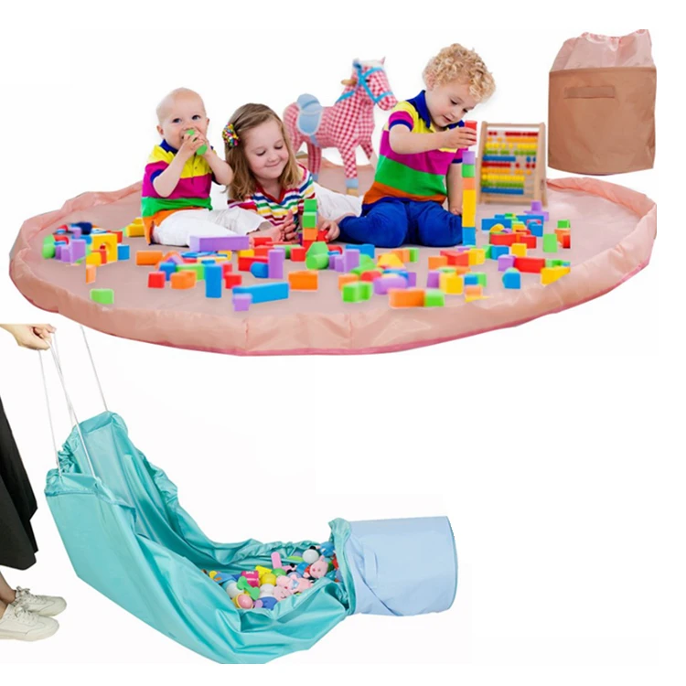 Portable container for storing kids toys picnic camping mattress children play mat and toy organizer storage bag