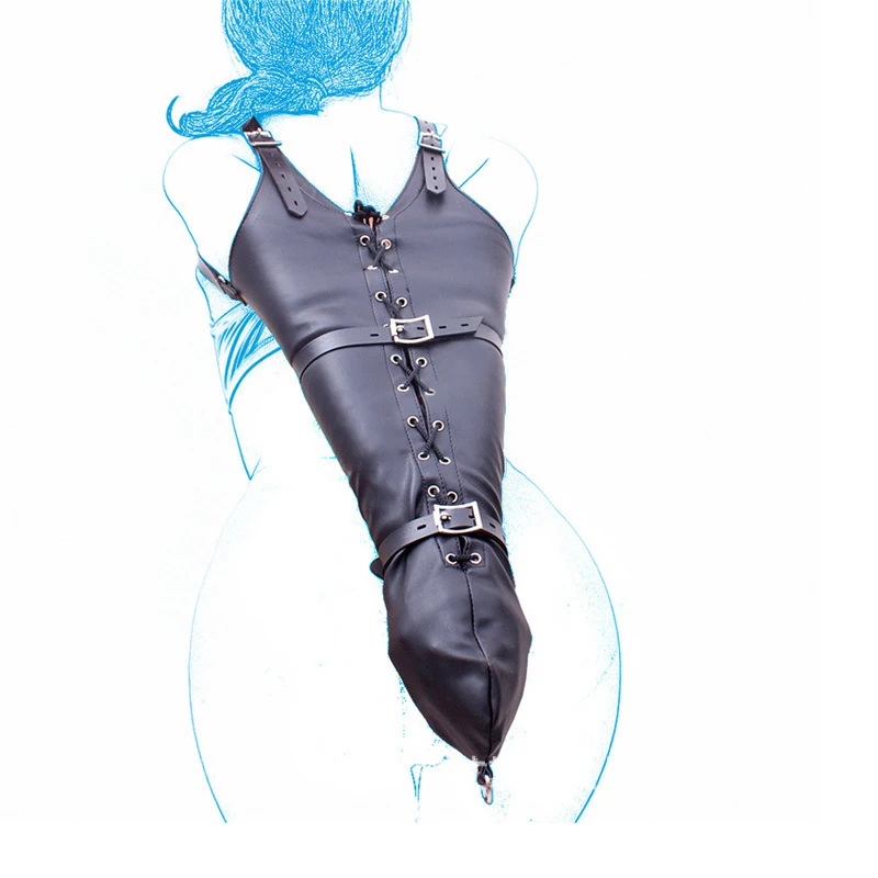 SM Black European style lace up tight single fun tight hand binding bag confines leather binding