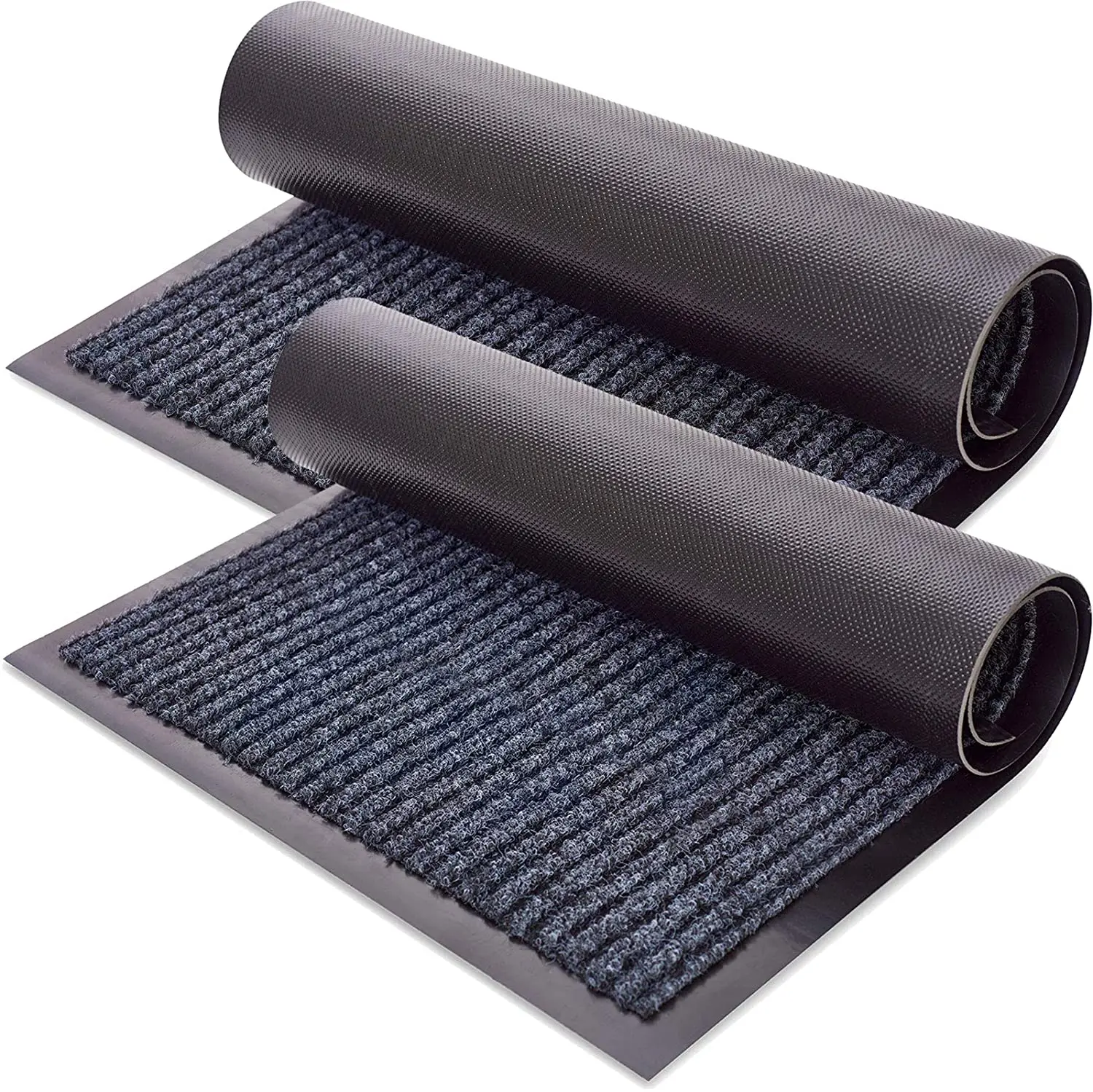 Double Ribbed Striped Mats Entrance Outdoor Pvc Floor Mat Non Slip Dust Clean Polyester Door Mat