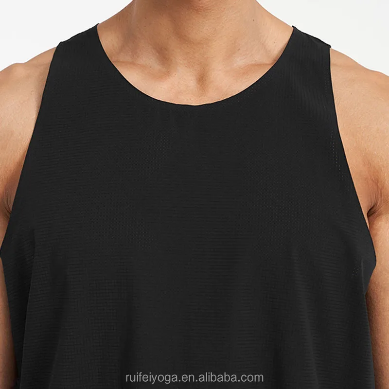 Custom Logo Stretch Lightweight Quick Dry 4-way Stretch Training Vest Nylon Powerlifting Men Mesh Running Race Back Singlet