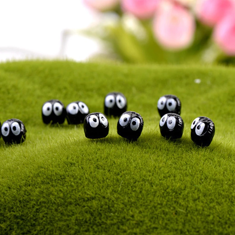 Black Coal Ball Small Statue Moss Doll Toy Child Play House Figurine Court Germ Army Simulation Garden Ornament