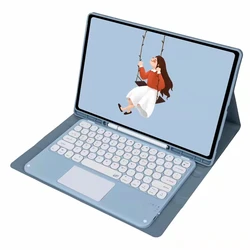 Wireless BT Touchpad Keyboard Tablet Case for Samsung Tab S8 ultra 14.6 inch with Pen Holder