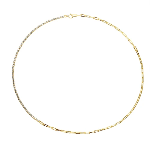 Wholesale 18K Gold Plated 925 Sterling Silver New Fashion Link Chain Necklace For Women Custom Tennis Choker Necklace