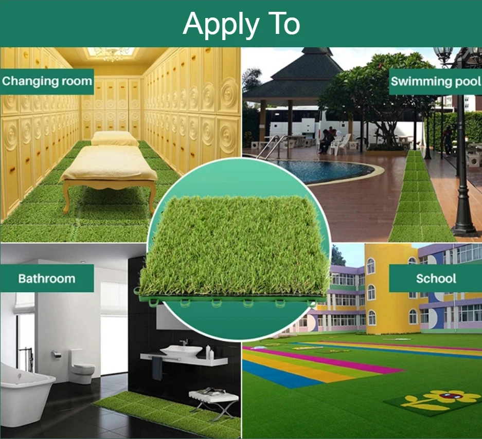 QINGZHOU SJB001 synthetic grass turf tiles grass tiles interlocking