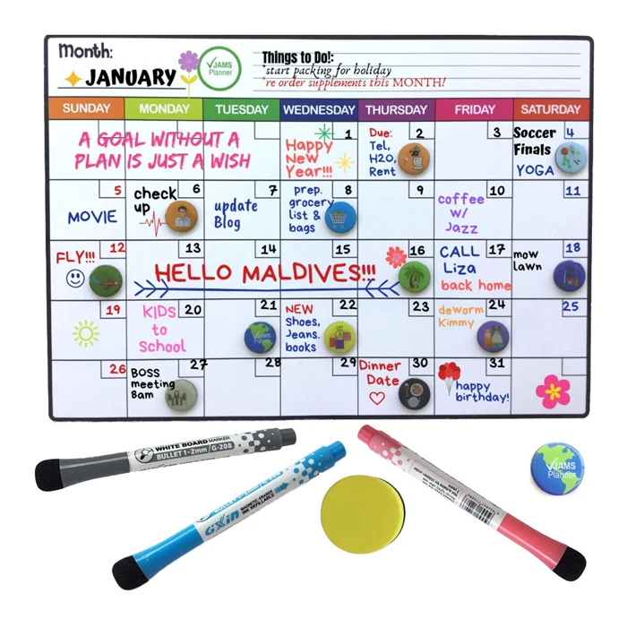 Hot Selling Customized Wholesales Dry Erase Magnetic Board Dry Erase Calendar Magnetic Whiteboard