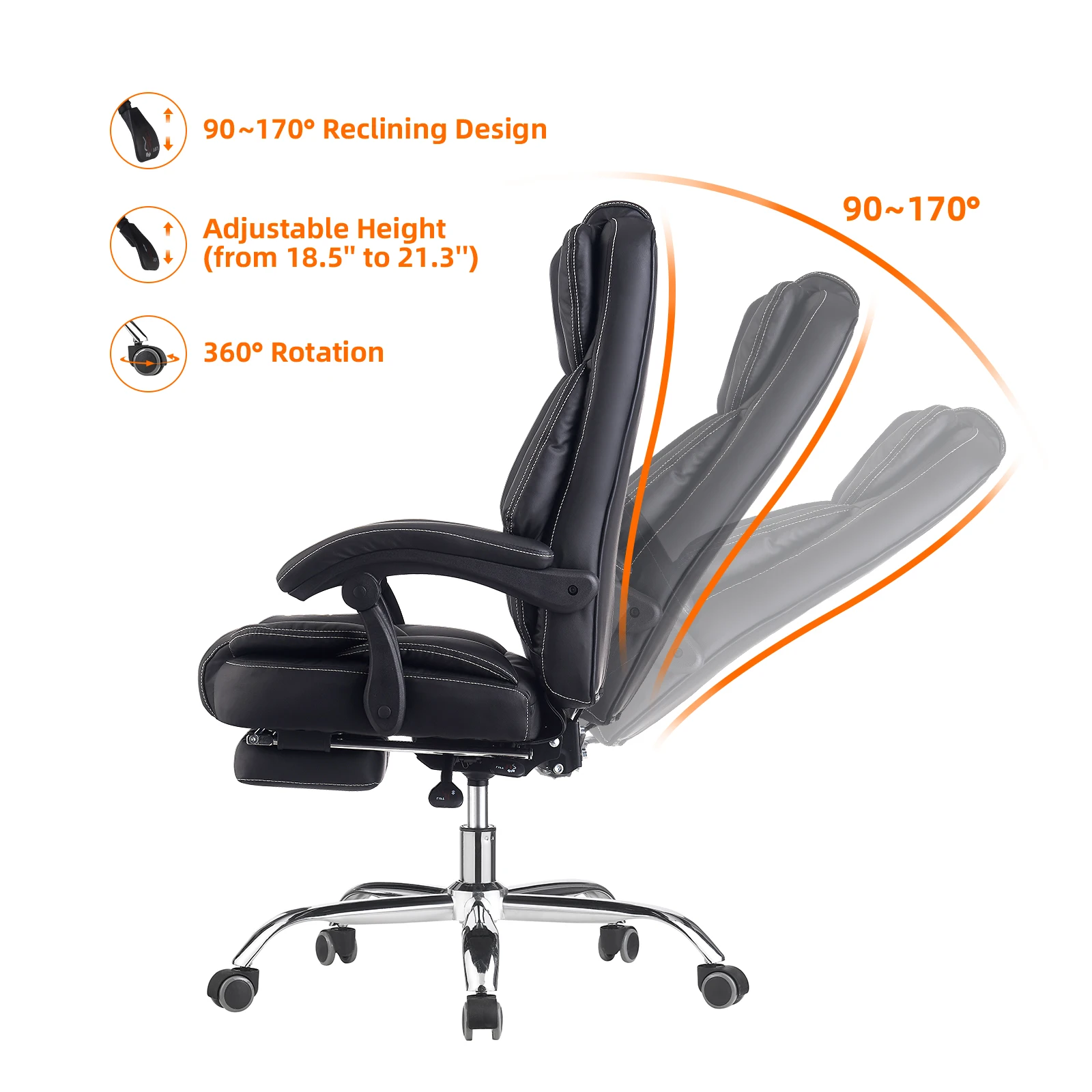 Mars Warriors Luxurious Executive Office Chair, Big and Tall Office Desk Chair, High Back Comfortable Office Leather Chair