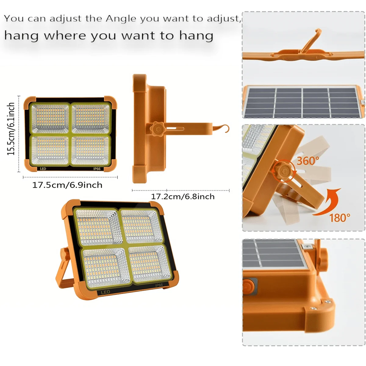 A Solar Charging Floodlight USB Integrated Charging Magnetic Portable Waterproof Multi-mode Adjustment High Brightness