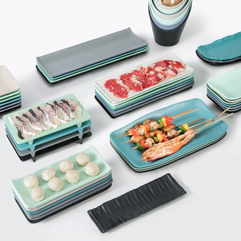 Home Hotel Restaurant Unbreakable Plastic Dishes Japanese Sushi Plates Melamine Plates