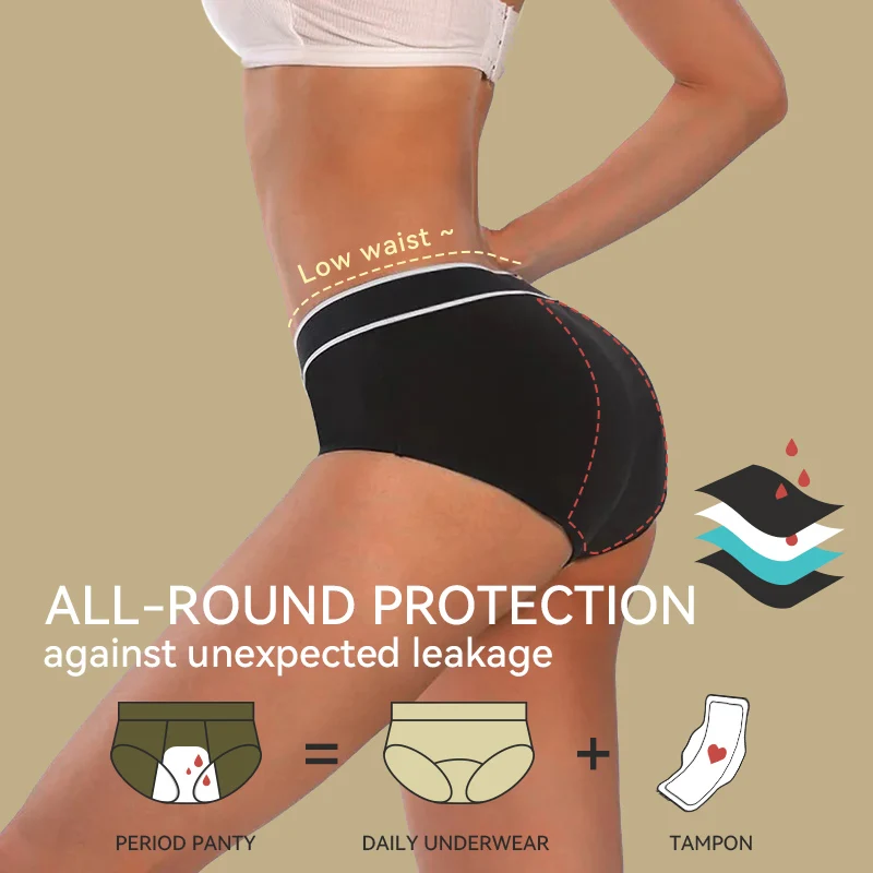 Young girls Yoga Panties No Tighten Menstrual Skinny Tummy Control Underwear Leak Proof Organic Bamboo fiber panty