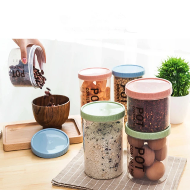 Food Storage Canister With Lid Logo BPA Free Durable Customizable OEM Box Plastic Storage Canister Plastic Jars