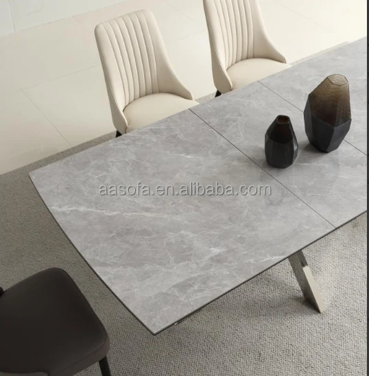 Concrete scandinavian extendable dining table with chairs for 8 to 10 chairs limestone marble dining room tables