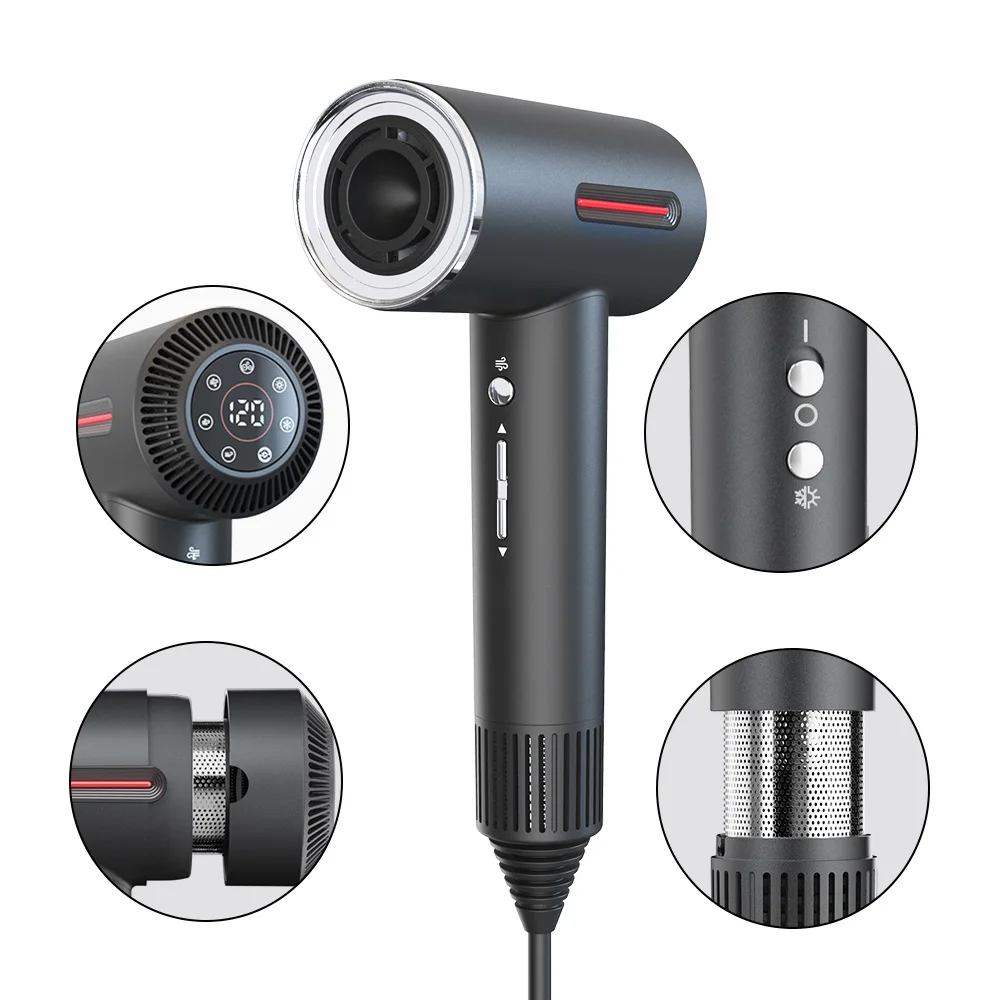 11000RPM Hair Dryer High Speed Quality Hollow Leafless Hair Dryer With Accessories 1600W Hairdryers Hair Care