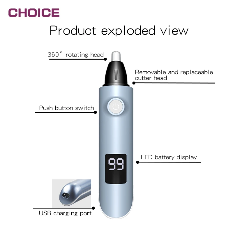 Высококачественная Сменная головка 3 в 1 usb Перезаряжаемый триммер для лица по низкой цене для носа волос ушей