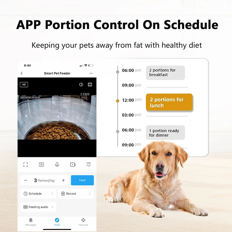 OEM 6L Automatic Dog Feeder With Timer Camera 1080P HD Video Cat Dog Food Dispenser WiFi Tuya Smart Pet Feeder With App Control