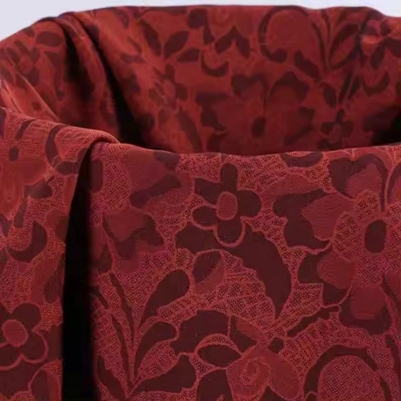 High Quality Two-Color Lily Pattern Satin Jacquard Fabric for Lining Bag National Tide Horse Face Skirt