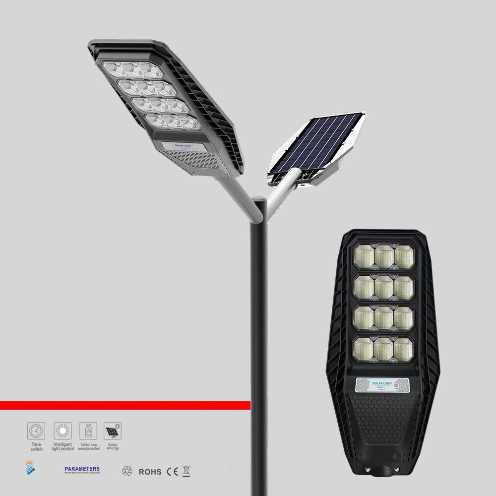 100w 300w 200w All In One Solar Street Light With Remote Control And Arms Integrated Solar Road Light Led Sensor