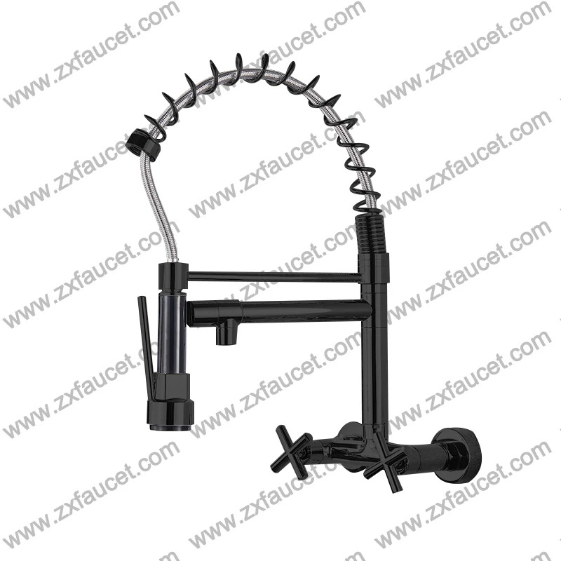 Zuoxuan American  Chrome Plated White Flexible Hose Mixer Tap Faucet For Kitchen