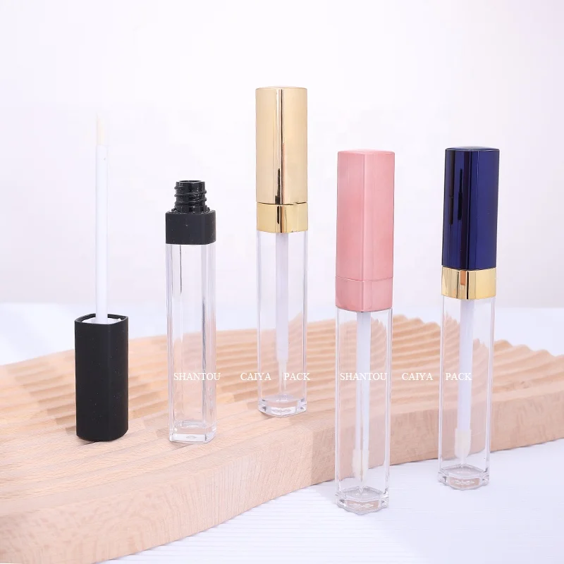 7ml Wholesale Cosmetic packaging manufacturer clear frost gold empty eyeliner tubes plastic slim square eyelashes containers
