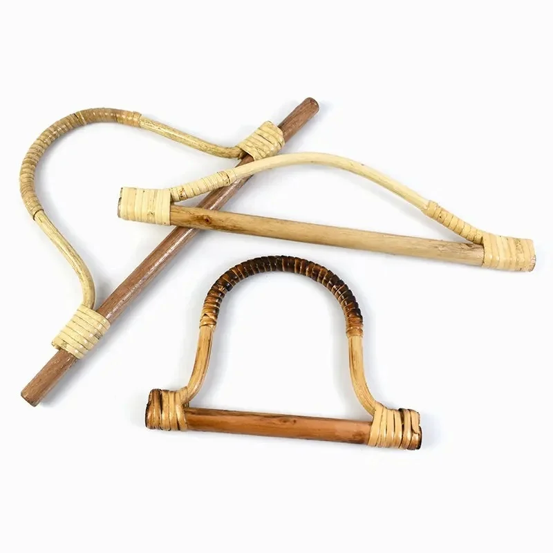 Meetee BS332 6.5/12.5/13.5cm D-shaped Ring Bamboo Cane Handle Frame DIY Handmade Fabric Bag Patchwork Woven Bag Handle Frame