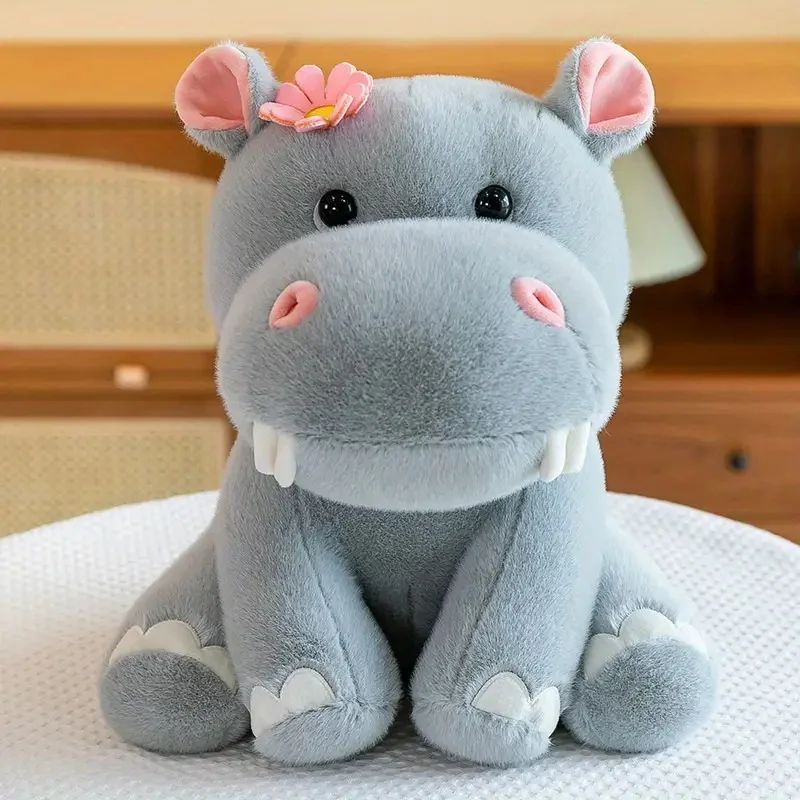 Unisex Custom Baby Farting Grey Stuffed Soft Rhino Hippo Plush Toy Cotton Keychain Bear Teddy Bear Gift Low MOQ