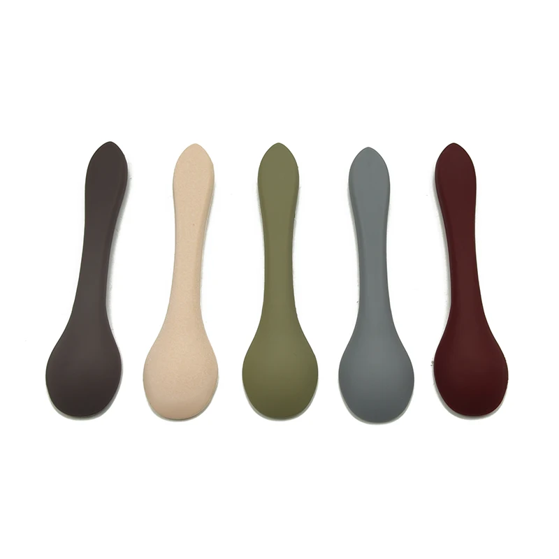 
Food Grade Custom Logo Wooden Handle Spoon Wood Silicone Baby Feeding Spoon for Bowl 