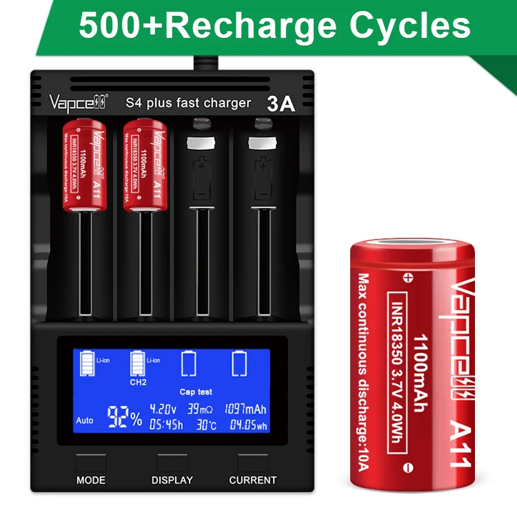 Vapcell INR18350 1100mah 10A A11 3 7 V 4.0Wh литий-ионный перезаряжаемый элемент pk vapcell 18350 фиолетовый Аккумулятор для аккумуляторного