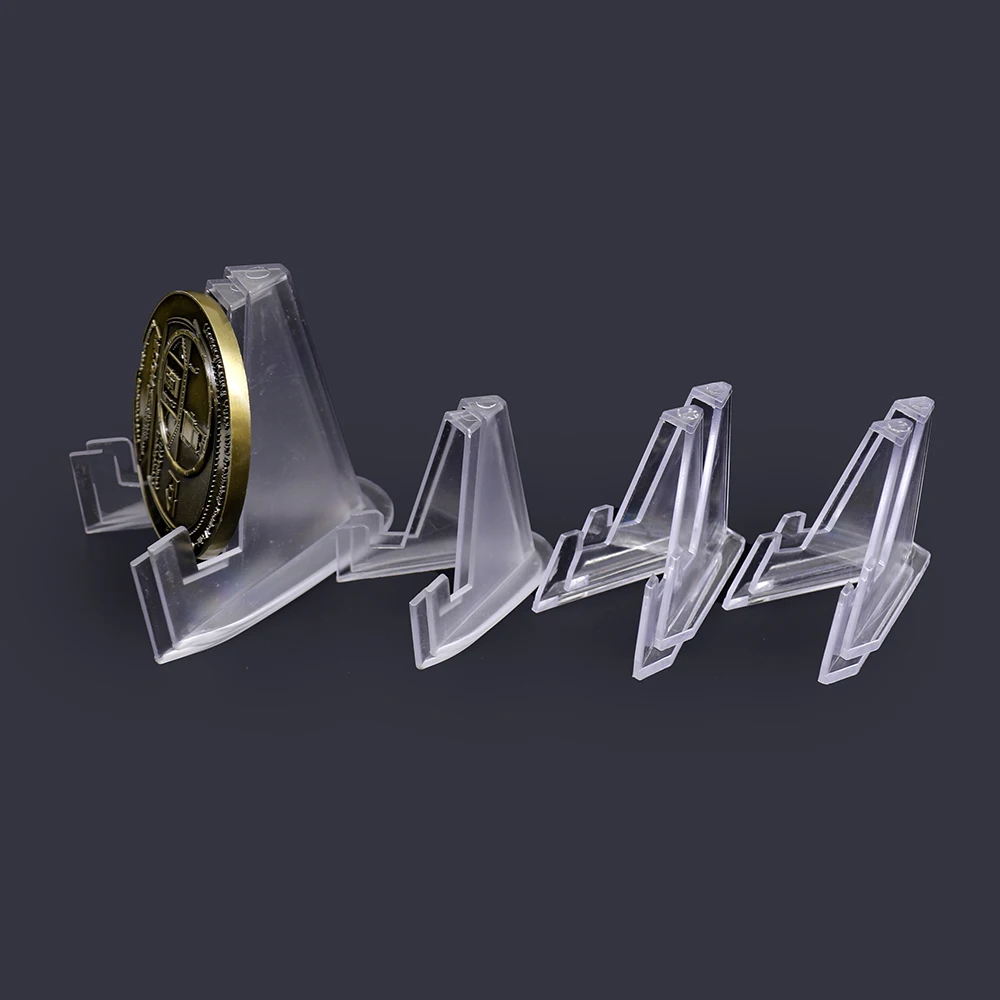 Wholesale souvenir transparent plastic clear acrylic mini challenge coin rack for silver coin case plastic holder display racks