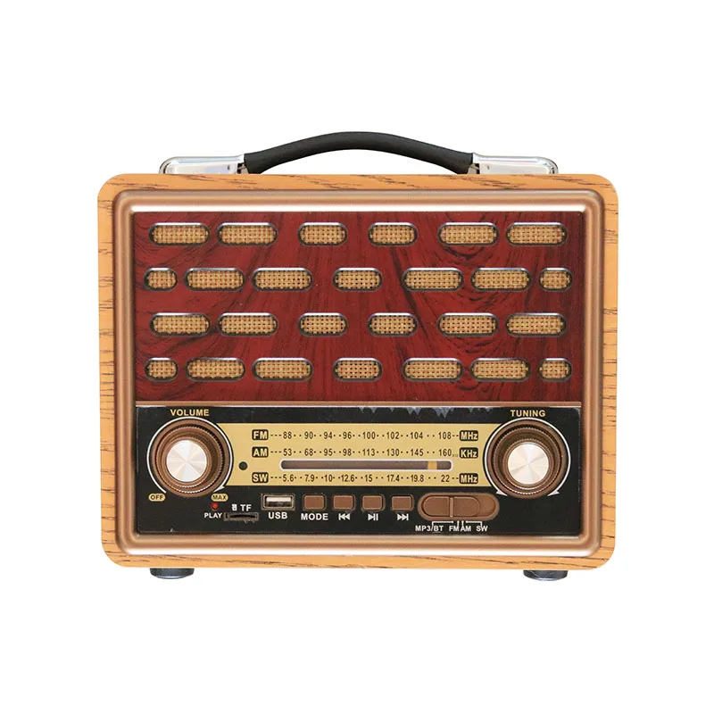 R-2088BT Retro good quality multi bands real wooden rechargeable radio with wireless link, usb mp3  player solar  and lamp slot