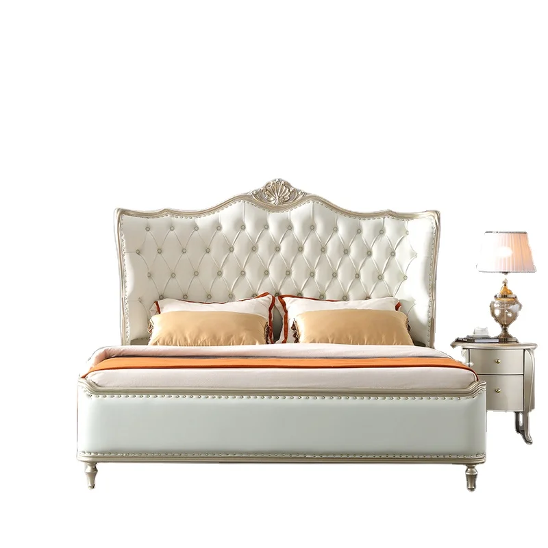 Customized European-style leather princess bed master bedroom 2 meters 2.2 French luxury wedding beds luxury villa double beds