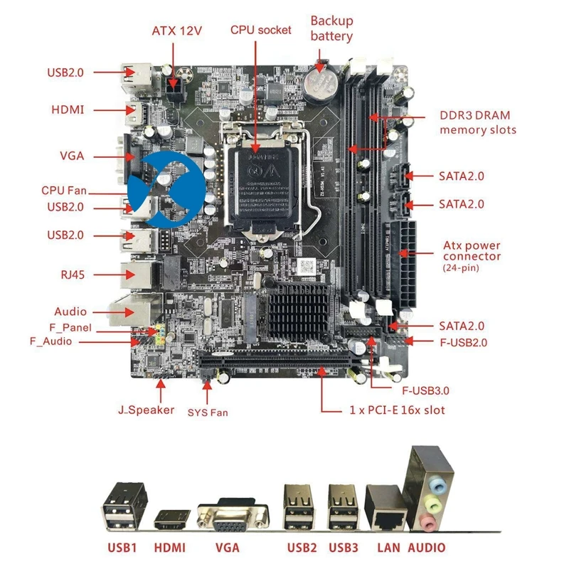 High Quality H55  Motherboard High Quality Computer Motherboard H110 Chipset LGA 1151 PC OEM Custom H110 Motherboard