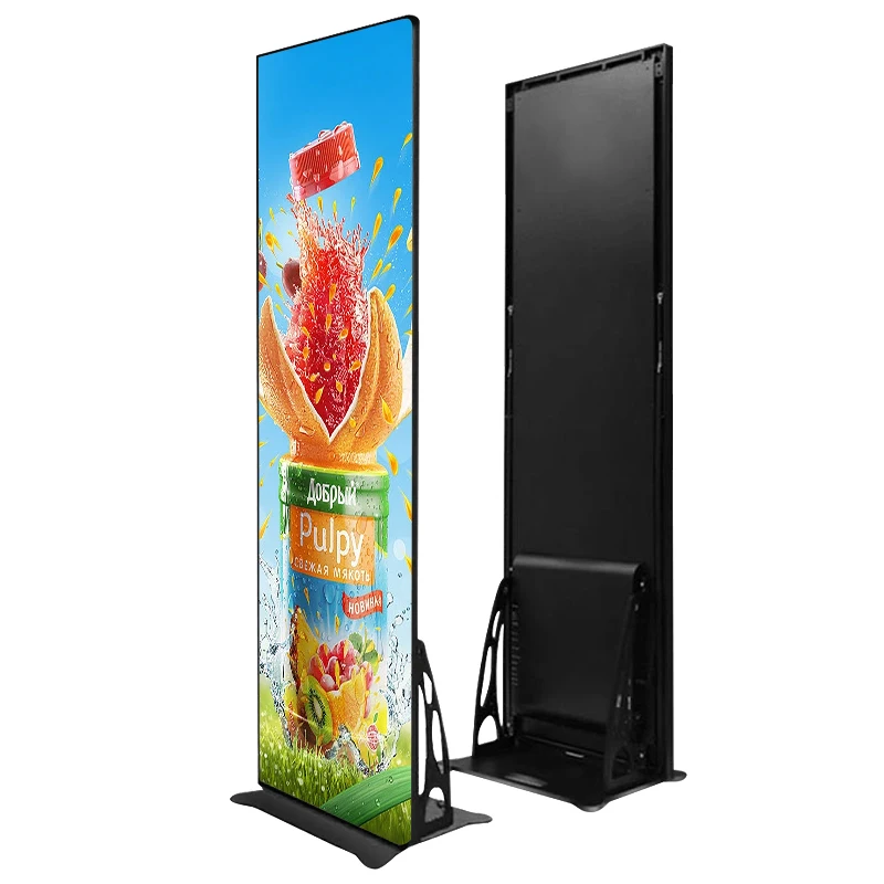 P1.8 P2 P2.5 P3 Portable Flooring Standing Move Smart Advertising Player LED Screen Poster Display For Shopping Mall Store