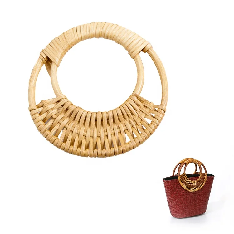 Bamboo Bag Handles Box Joint Handle Buckle DIY Accessories Decorative Plastic Wallet Wooden Custom Fashion 2 Pcs Camber, Round