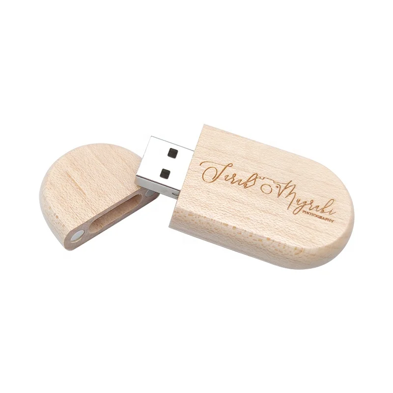 YONANSON USB Flash Drive Wooden Oval Pendrive Free Custom Logo Data Storage U Disk Memory Stick Gift Wholesale