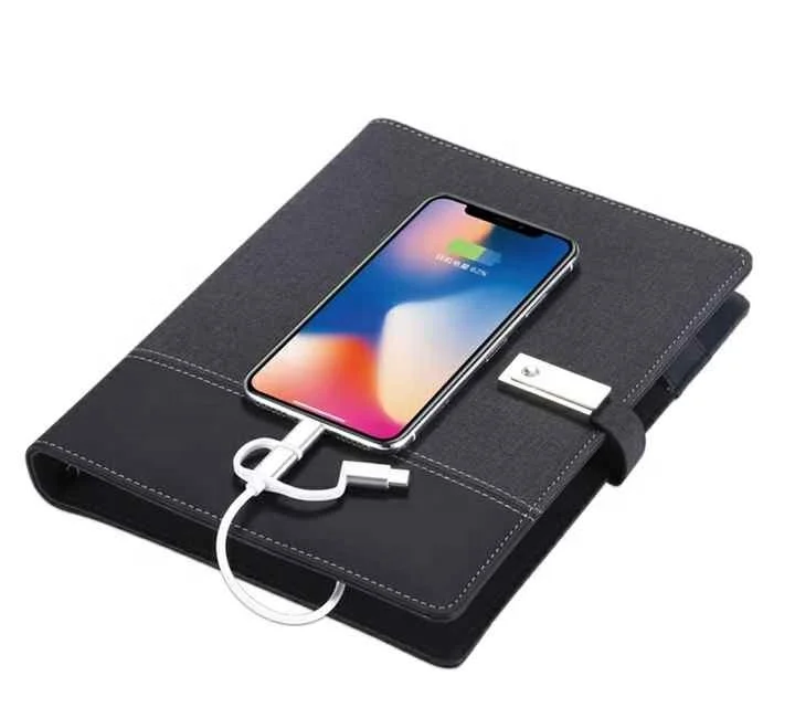 8000mah magnetic diary notebook power bank A5 a4 with usb flash drive LED light pocket