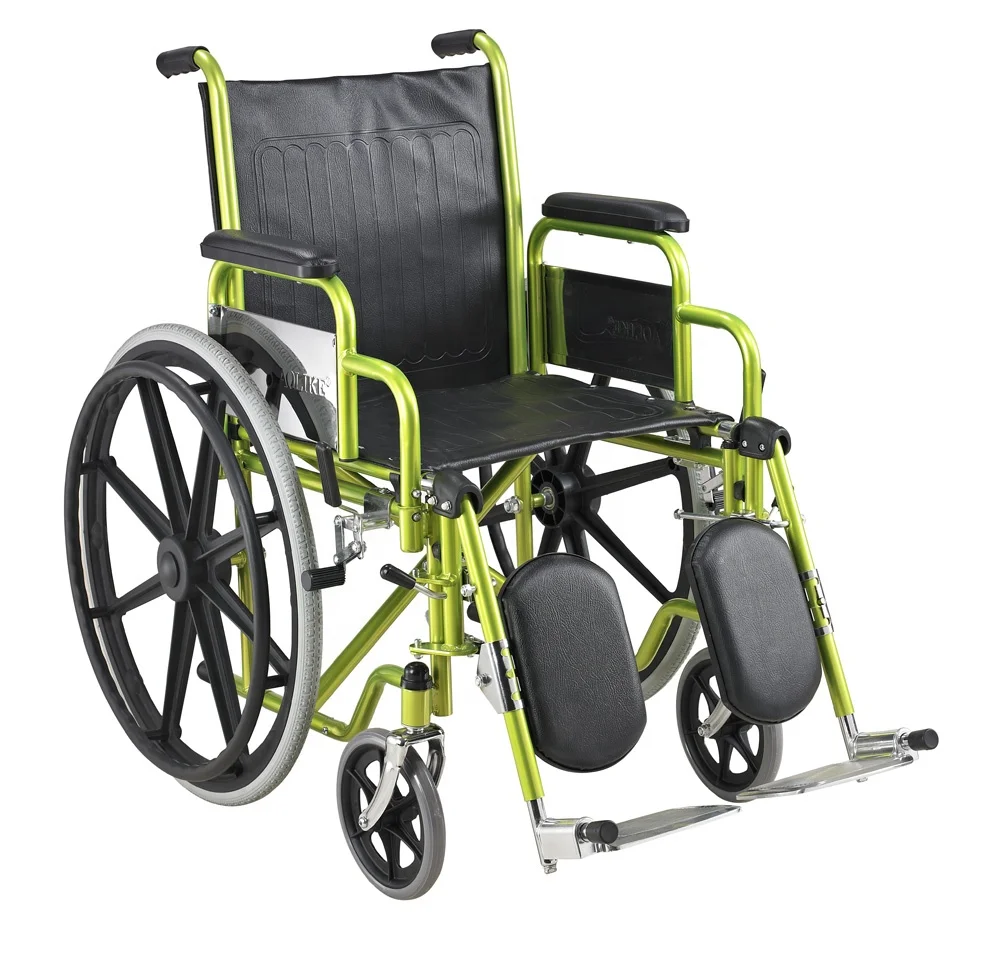 High Quality Functional steel manual lighting weight Wheelchair with  elevating  footrest