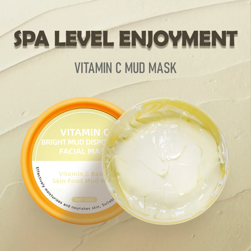 Private Label Custom Logo Mud Clay Face Mask Whitening Skin Care Extract Vitamin C Bright Mud Facial Mask