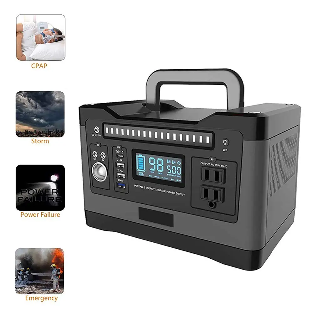 
POWER Portable Power Station 500W 12V 50Ah 540Wh Lithium Battery Solar Power Generator For Outdoor House 