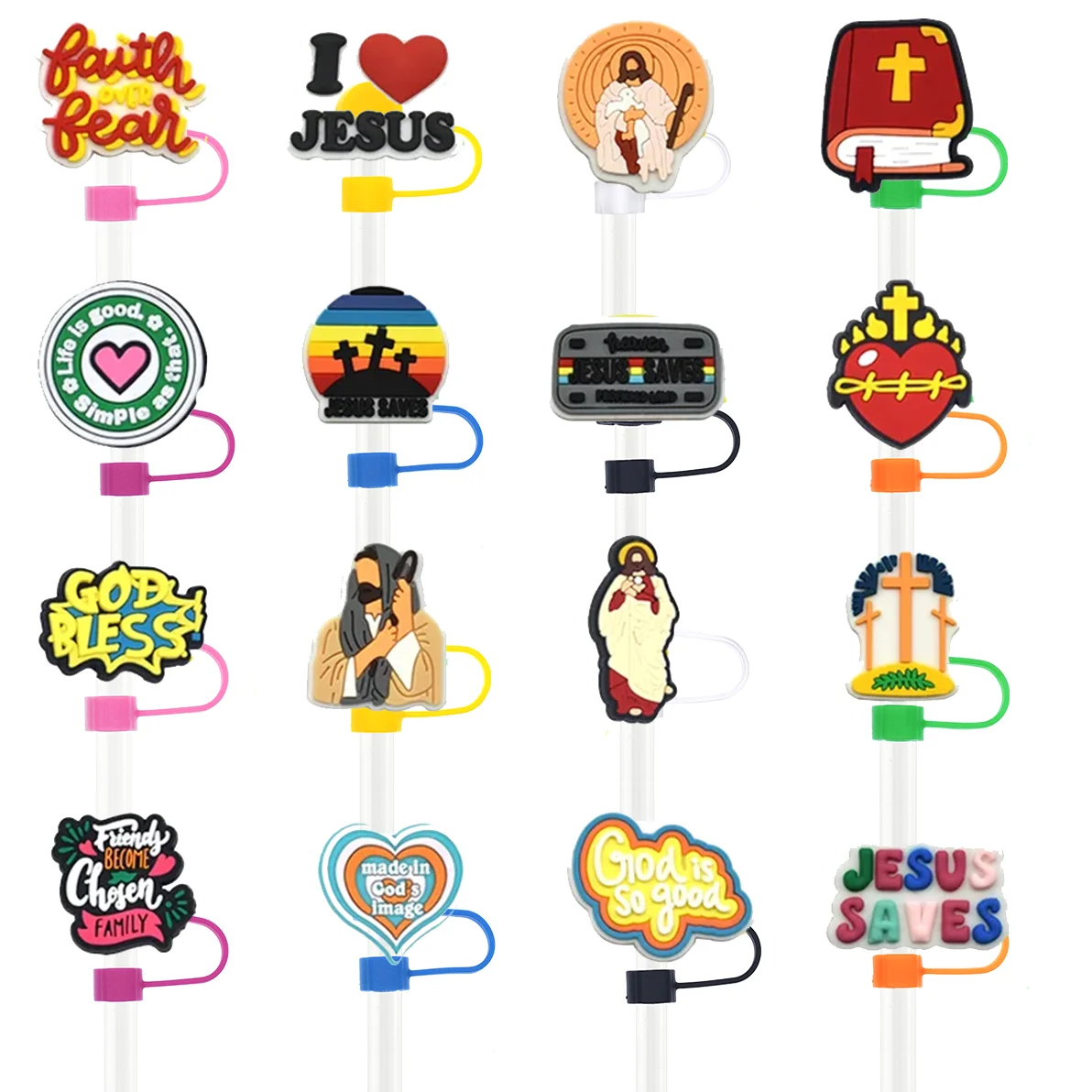 New Arrival Silicone Straw Dust Toppers Custom Straw Topper for Decoration Drinking Straw Charms Water Bottle Free Opp Bag