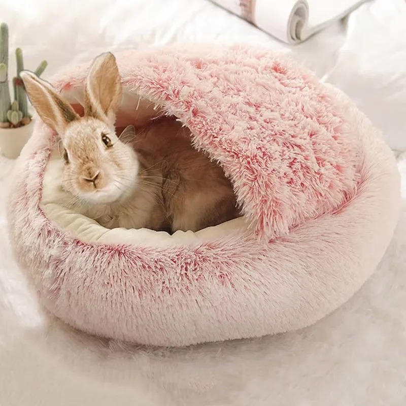 Long Plush Pet Mats Dogs Kennel Dog Sofa Bed with Pillow Waterproof Soft Sleeping Bed Blanket for Pet Small Cave Dog Bed