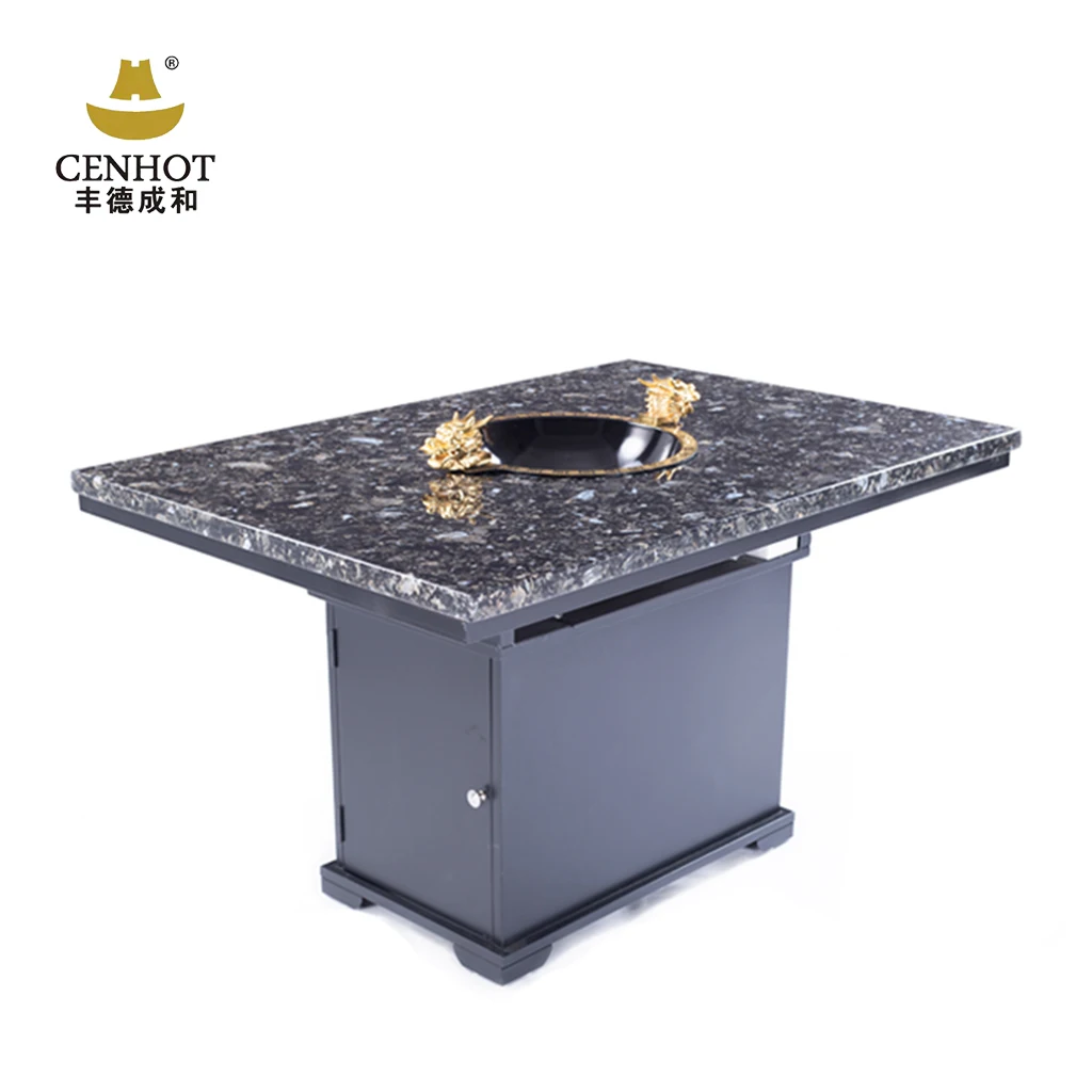 Cenhot Traditional Stone Table Korean BBQ Grill And Hot Pot Cooker Built-In Restaurant