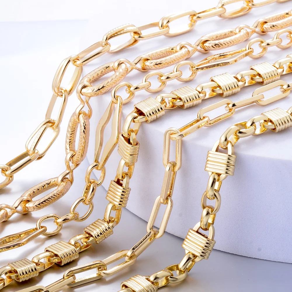 Wholesale Gauge Wire Chains 18K Gold Plated Link Chain Bulk For Women Diy Choker Necklace Bracelet Jewelry Making Accessories