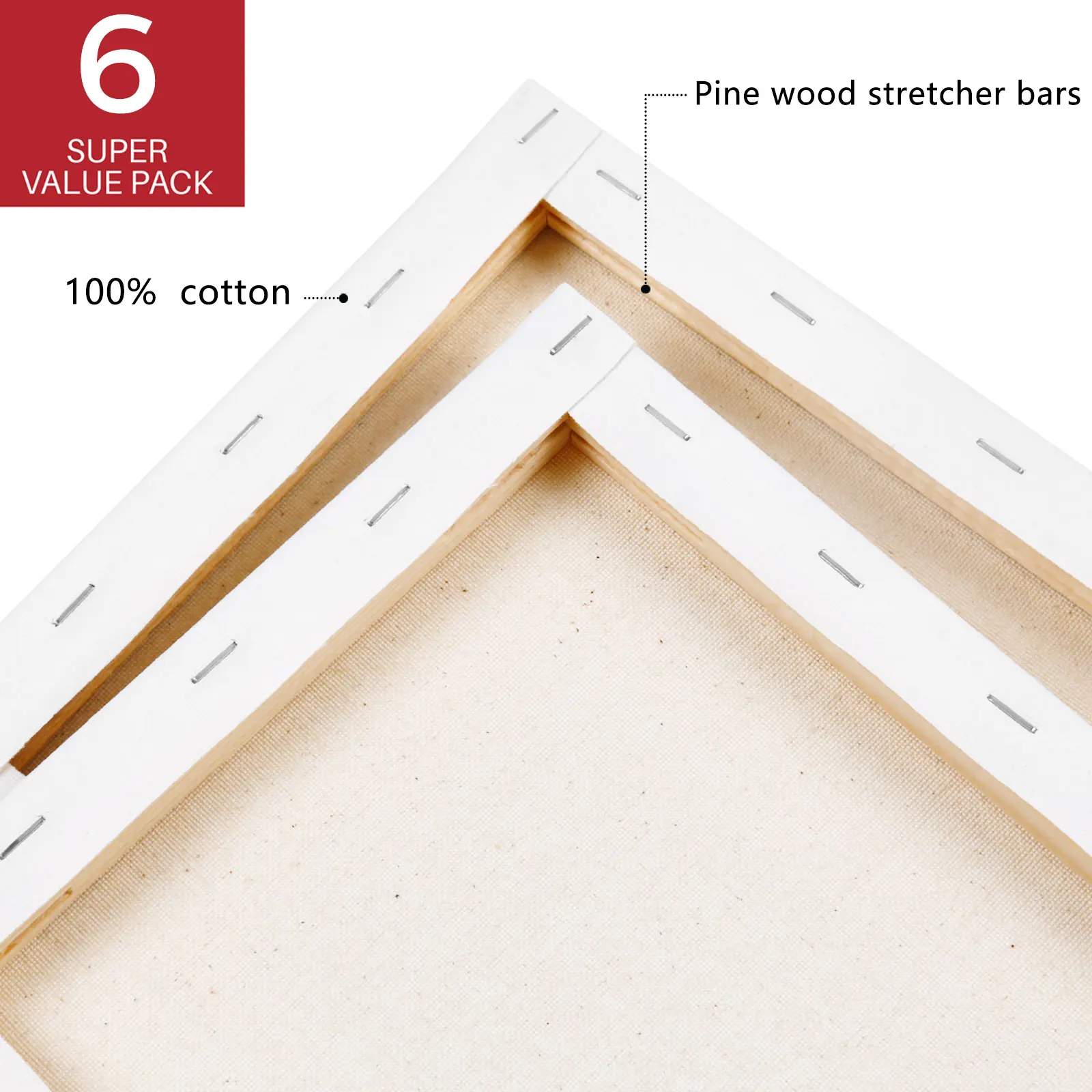 Artmate белый чистый загрунтованный 100% хлопок 16x20 дюймов 6pk растягивающийся холст картины на холсте для рисования