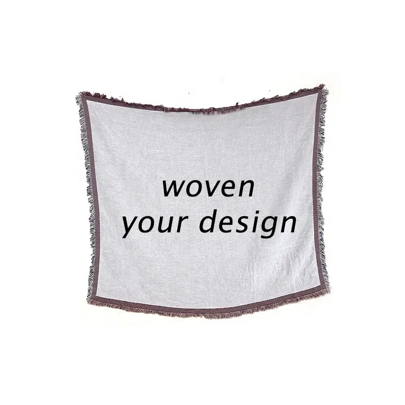 Custom Design INS 100% Recycled Cotton Picnic Rug woven Blankets throws As Thick As A Tower Beach Rug Soft and Perfect