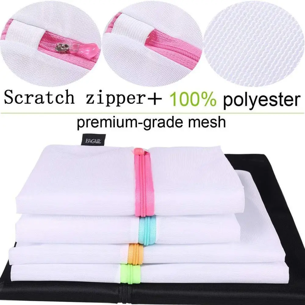 5Pc/Set Custom  Mesh Laundry Bag Thickness  Zipper Mesh Laundry Bags Bra Underwear Washing Care Mesh Bag