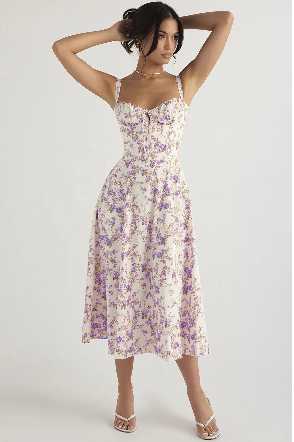 OEM/ODM Plus Size Lady Spring Summer Dress Floral Print Halter Long Dresses Casual Bohemian Sleeveless Women Beach Party Dress