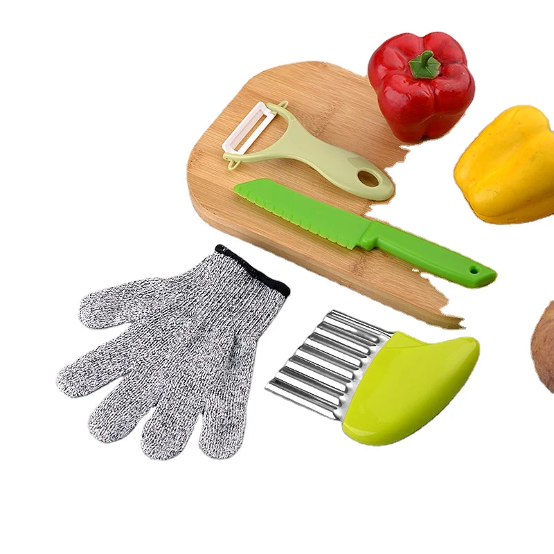 Customized Kids Knife Set Vegetable Cake Kitchen Knife Set Hands Free Plastic