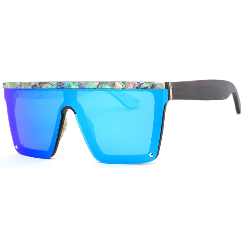Oversized High Quality Luxury Brand Designer Bamboo Sun Glasses Men Women 2022 Pink Polarized Abalone Seashell Wood Sunglasses