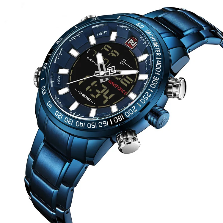 NAVIFORCE 9093 reloj Luxury Mens Watches relogio masculino Stainless Waterproof Sport Digital Quartz Wristwatch