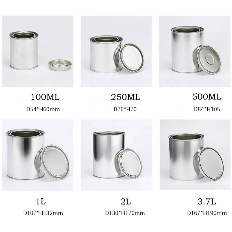 100ml-20L empty round paint can paint tin containers with tight triple lid
